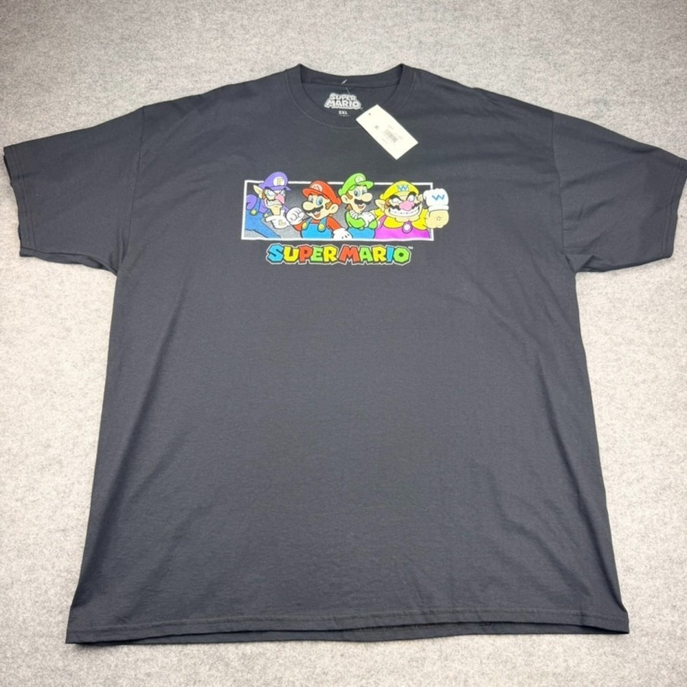 Super Mario Nintendo T-Shirt 2XL Black Mario Luigi Wario Waluigi New With Tags